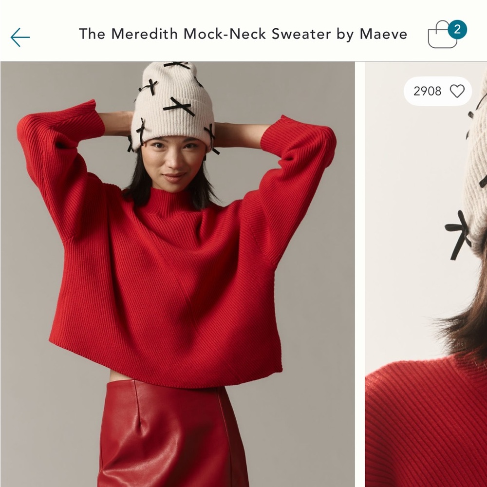 Cherry Red Cary’s Meredith sweater from anthro - worn 2x shirt